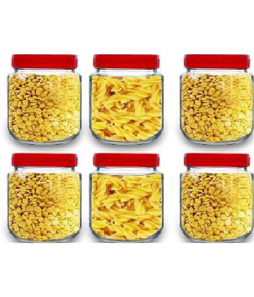 CROCO JAR - Red Glass Food Container ( Pack of 6 )