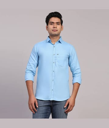 NOWT Cotton Blend Regular Fit Solids Full Sleeves Men's Casual Shirt - Light Blue ( Pack of 1 )