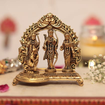 Pure Brass Ram Darbar Lord Shri Ram, Lakshman, Sita and Hanuman ji Statue  (4 Inches)-Spirituality