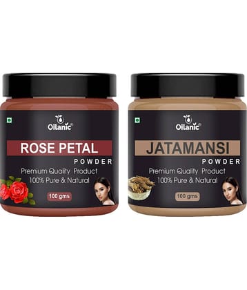 Oilanic 100% Pure Rose Petal Powder & Jatamansi Powder For Skin Hair Mask 200 g Pack of 2