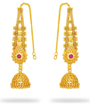 LUV FASHION Golden Drop Earrings ( Pack of 1 )