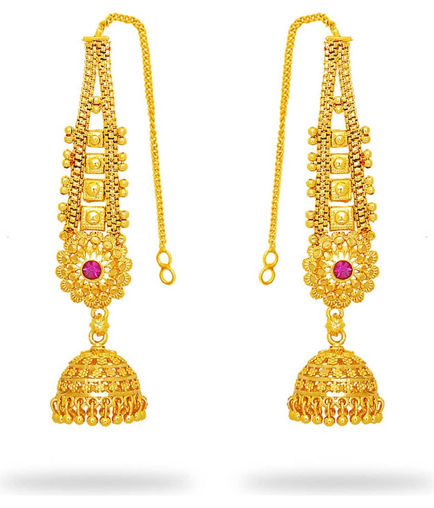 LUV FASHION Golden Drop Earrings ( Pack of 1 )