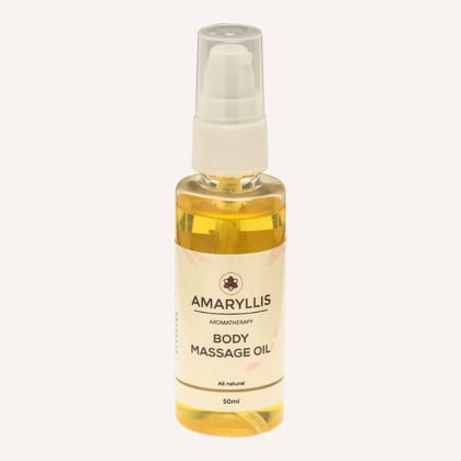 Amaryllis Aromatherapy Body Massage Oil (50ml) | Rosemary, Geranium & Ylang Ylang | Hydrating Spa Blend