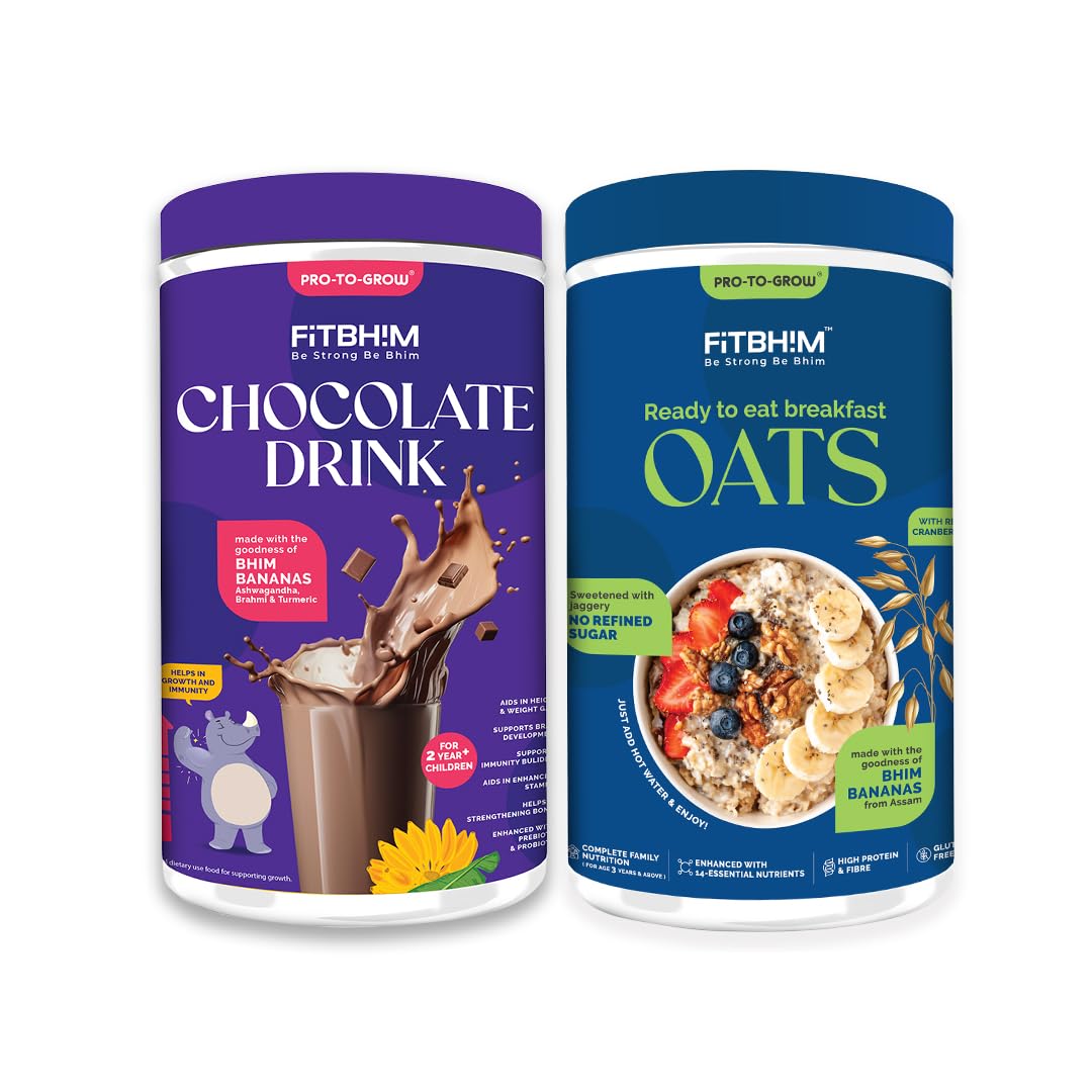 Healthy Nutritional Fitbhim Chocolate Drink & Ready To Eat Instant Oats Combo 500 g (Pack of 2)