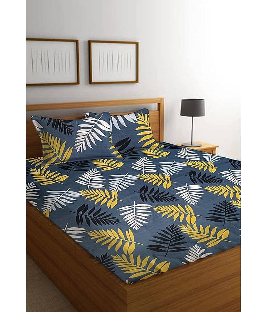 Home Style Polyester Double Bedsheet ( Multicolor )
