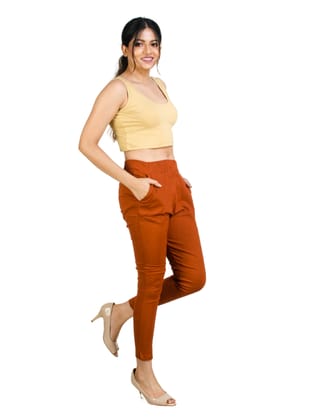161RVT 4Cats Free Size Trendy Straight Pants - Rust