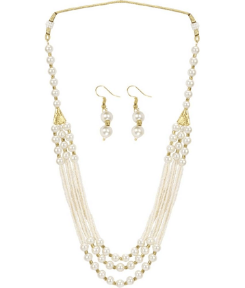 Sunhari Jewels - Alloy Off White Necklace Set ( Pack of 1 )