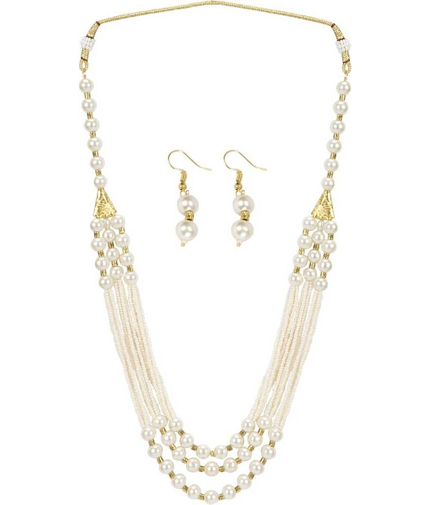 Sunhari Jewels - Alloy Off White Necklace Set ( Pack of 1 )