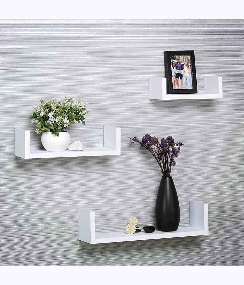 TFS Floating Shelves White MDF - Pack of 3