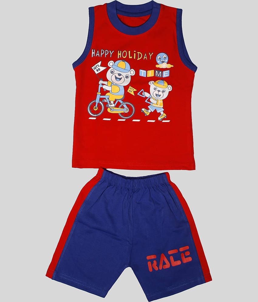 TRITI Pack of 1 Boys Cotton T-Shirt & Shorts Set ( Yellow )