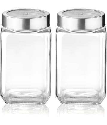 Treo By Milton Cube Storage Glass Jar, Set of 2, 800 ml Each, Transparent | BPA Free | Storage Jar | Kitchen Organiser | Modular | Multipurpose Jar