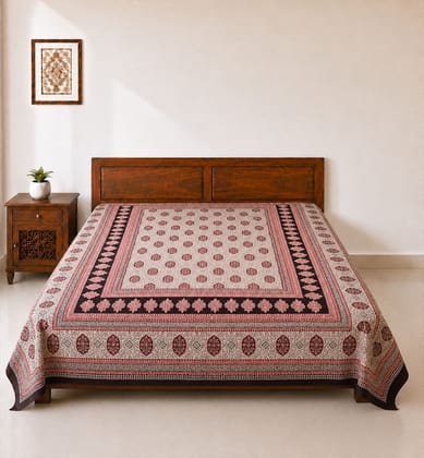Hand Block Printed Bagh Cotton Double Bedsheet 