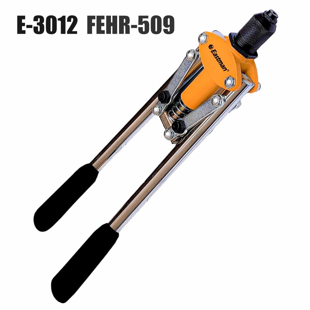 Eastman Hand Riveters 509 mm Pop Rivet Gun Fast Hitting Professional Chrome Handled Riveting Tool for Metal Furniture Automotive Home Workshop (E-3012)
