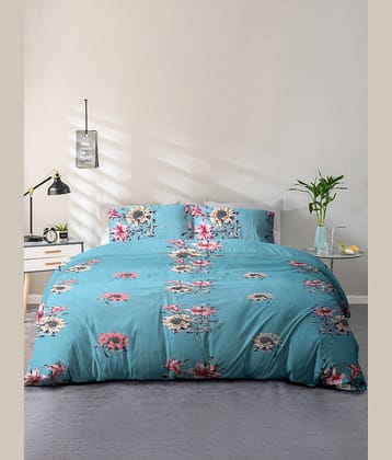 Cortina Microfiber 1 Double Queen Bedsheet with 2 Pillow Covers ( Teal )