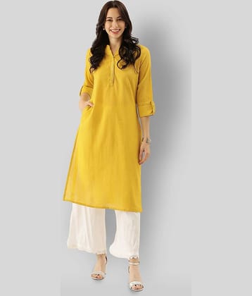 Divena - Yellow Cotton Women's Straight Kurti ( Pack of 1 )