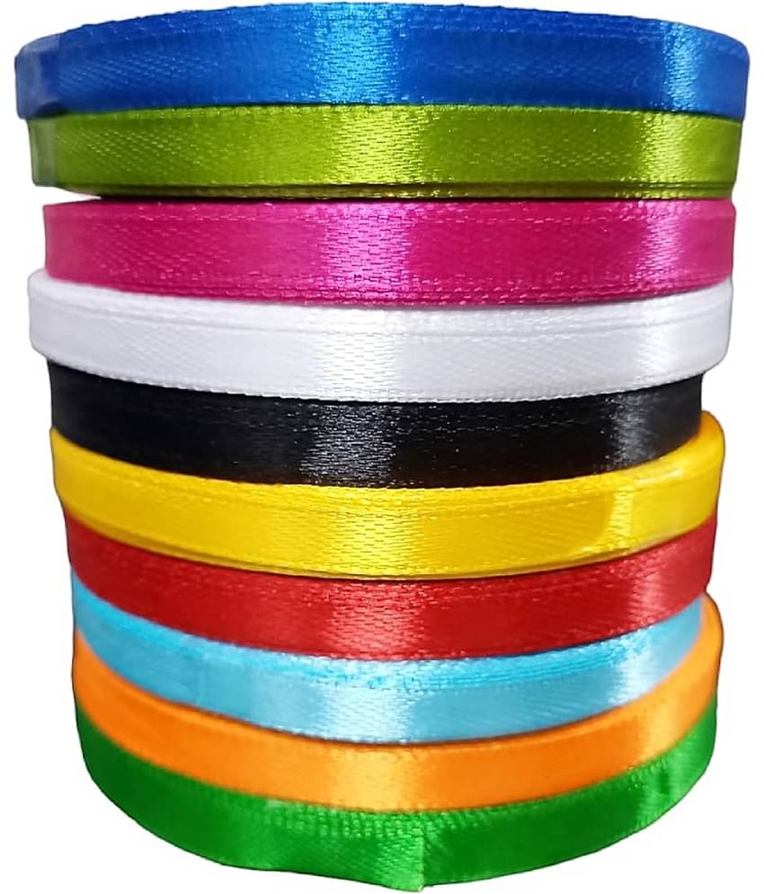 PRANSUNITA 1/4-inch Single Face Satin Ribbon for Wedding & Gift packaging, Party Decoration, DIY Hair Accessories, Sewing, Invitation Embellishments Scrapbooking Decoration pack of 10 rolls (Multi Ribbon)