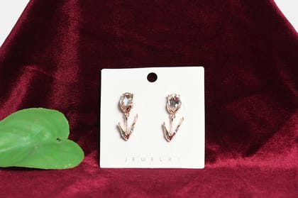 Tulip Flower Rose Gold Dangle Earrings-Rose Gold