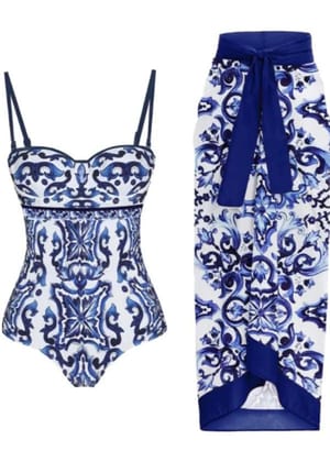 Blue Monokini with Sarong Blue S