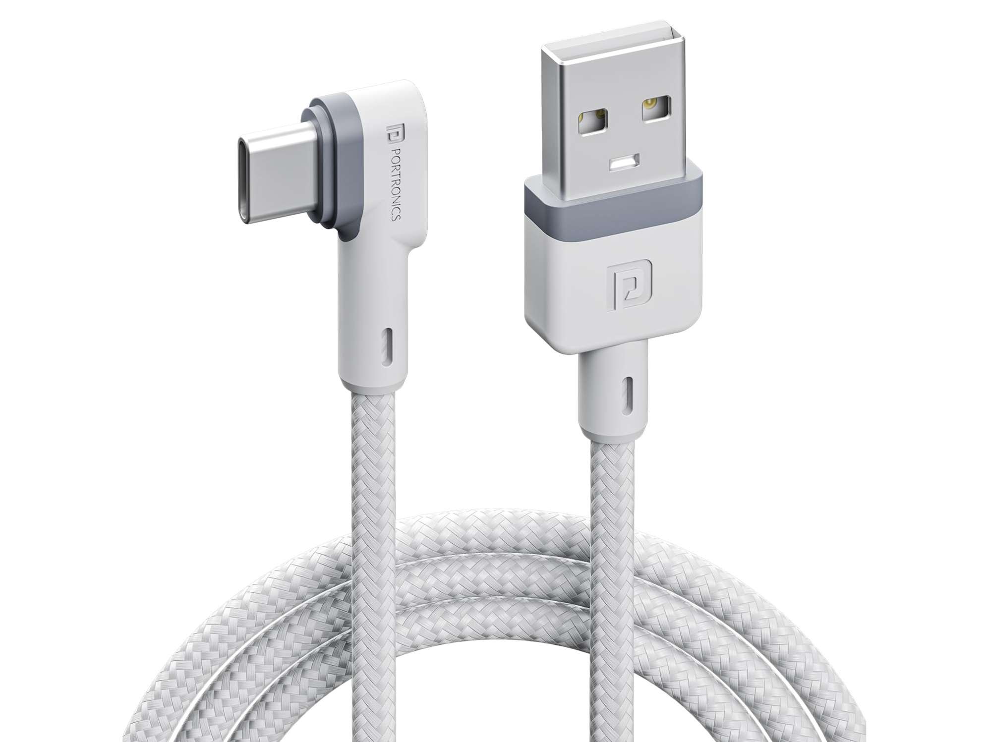 Portronics Konnect L Fast Charging, 3A Type-C Cable, 1.2 Meter with Charge & Sync Function for All Type-C Devices (White)