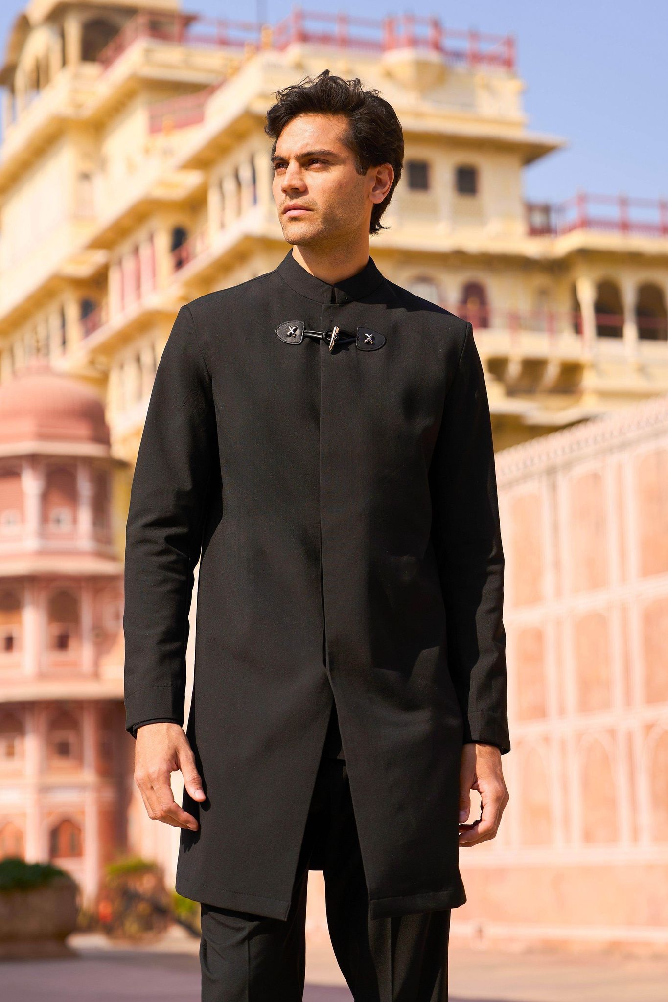 LONGLINE TOGGLE SHIRT-XS / Black