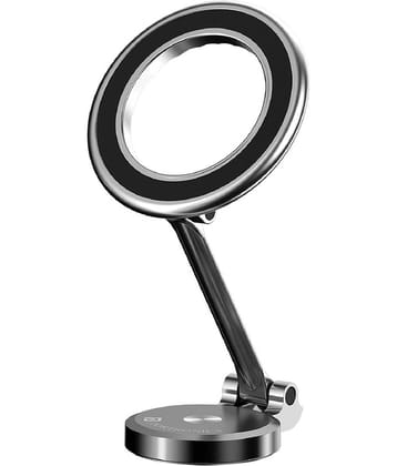 Portronics Mogun 3 Magnetic Car Phone Holder with 360degree Rotation Base, Strong Magnets, Angle & Height Adjustable, 180degree Pivot, Adhesive Base, Metal Alloy Build (Silver)