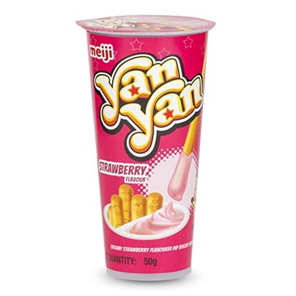 Yan Yan Dip Biscuit Creamy Strawberry Flavoured, 50 gm