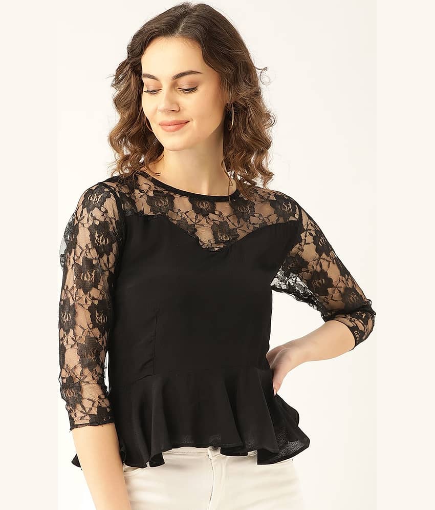 MARC LOIRE Women's Cotton Blend Regular Top ( Black )