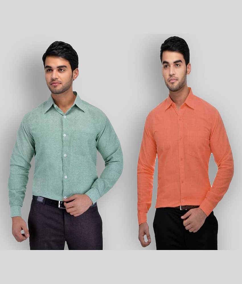 DESHBANDHU DBK - Mint Green Cotton Regular Fit Men's Formal Shirt (Pack of 2)