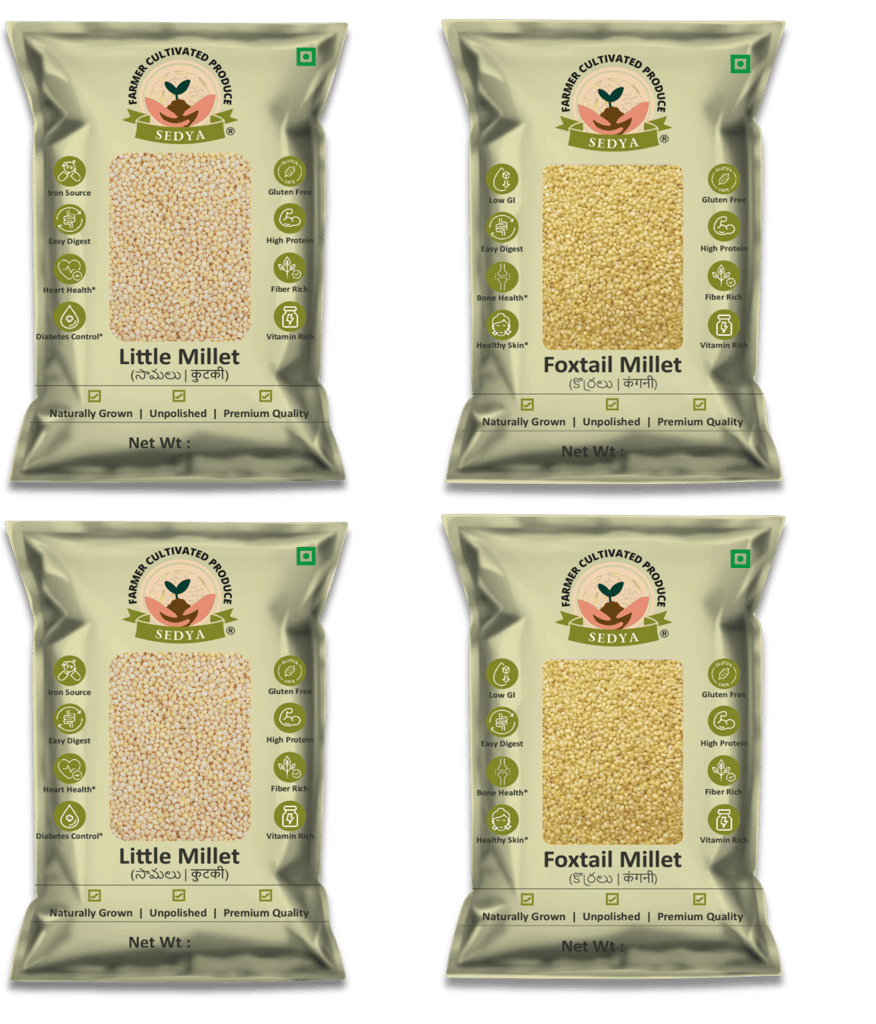 Sedya 2 Millets Combo - Little Millet (2 x 500g) + Foxtail Millet (2 x 500g) | Total 2kg