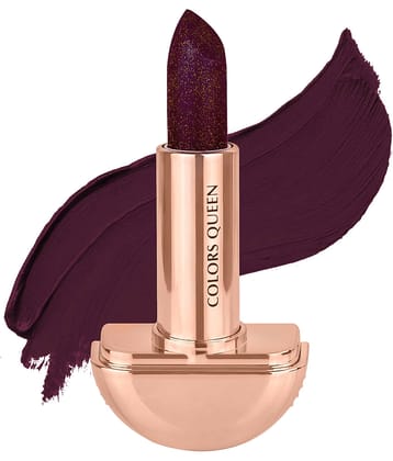 Colors Queen Rockstar Lipstick Shimmery Matte Finish 12 Hour Stay 3g, Wine (Shade - 04)