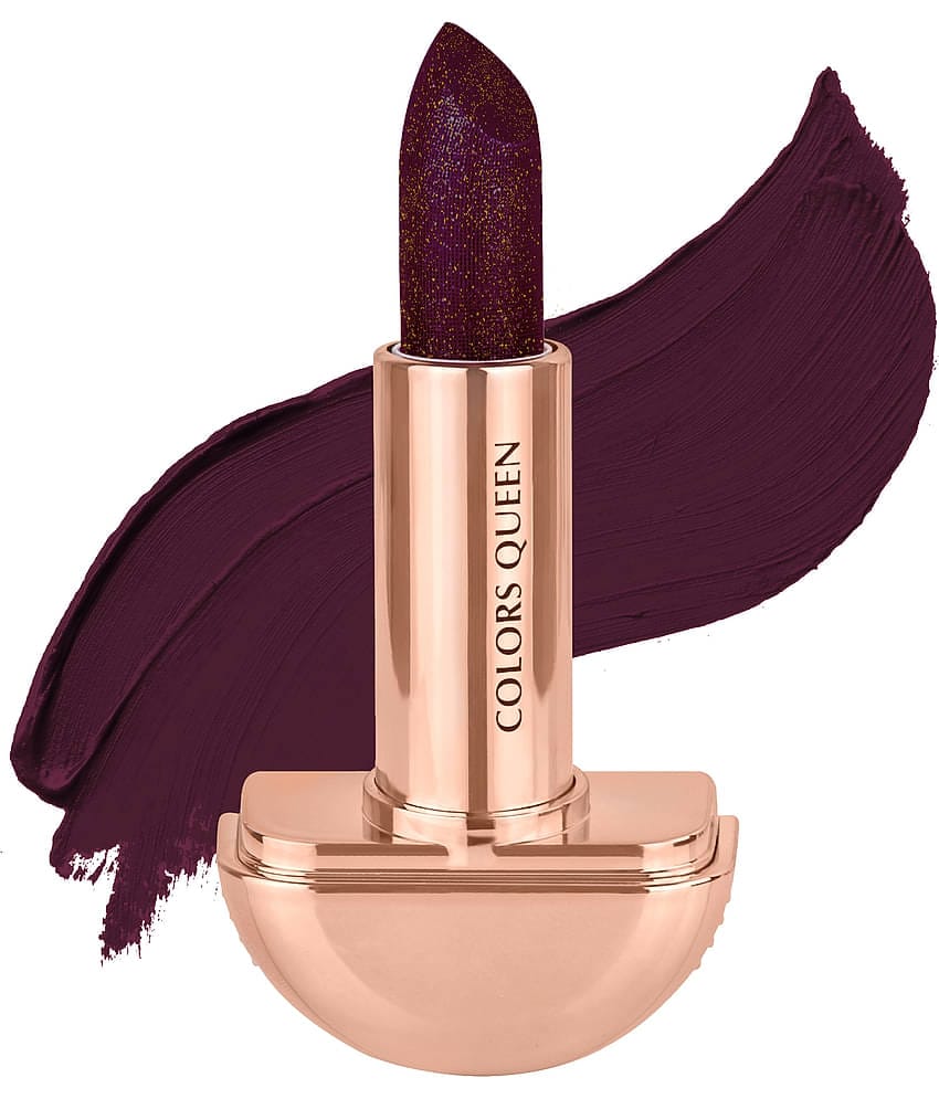 Colors Queen Rockstar Lipstick Shimmery Matte Finish 12 Hour Stay 3g, Wine (Shade - 04)