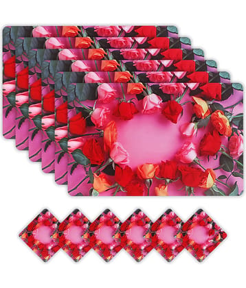 PVC Floral Rectangle Table Mats (45 cm x 30 cm) Pack of 6 - Multi