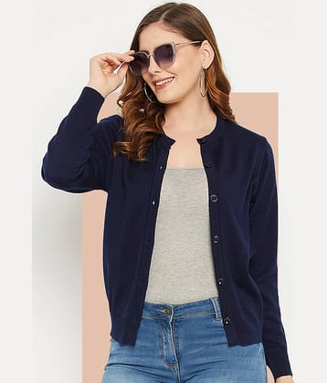 zigo Women Acro Wool Round Neck Cardigan ( Navy )