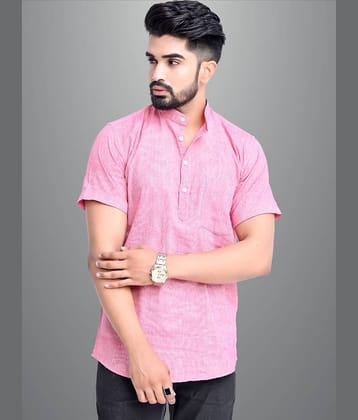 QuaClo - Pink Cotton Men's Shirt Style Kurta ( Pack of 1 )