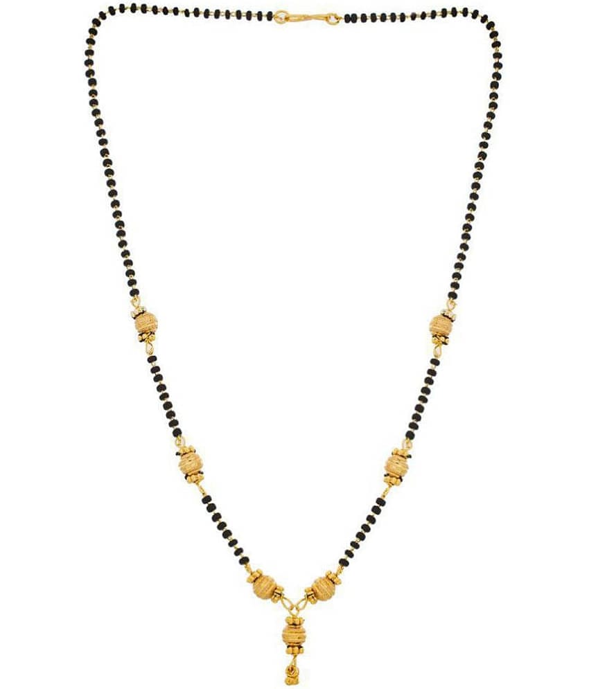 Jewar Mandi Mangalsutra Kanthi Gold Plated Simply Look Black Crystal Jewelry for Women