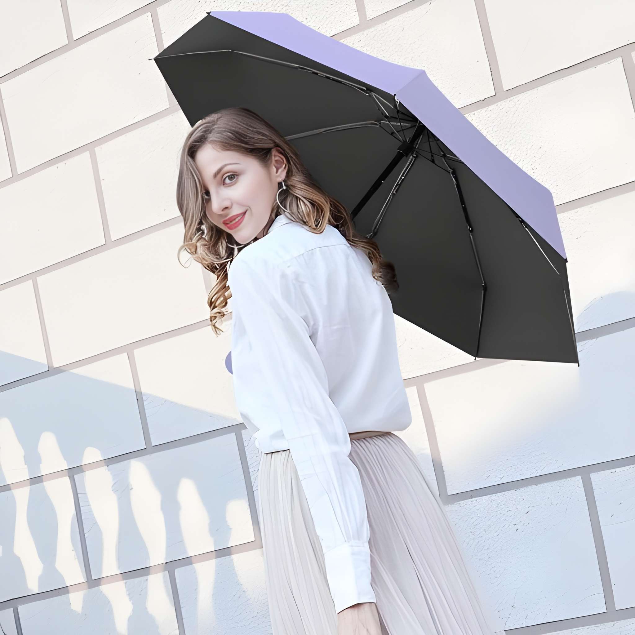 UV Protection Mini Folding Umbrella with Waterproof Case | 2 Fold Compact Travel Umbrella | Windproof 6-Rib Strong Frame | Lightweight Manual Open (Multicoloured)