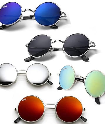 Elligator Silver Round Sunglasses ( Pack of 5 ) - Medium