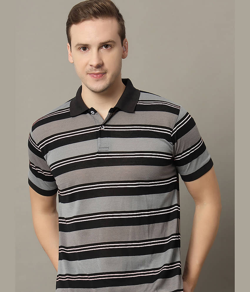 GET GOLF Pack of 1 Cotton Blend Regular Fit Solid Half Sleeves Men's Polo T Shirt ( Grey )