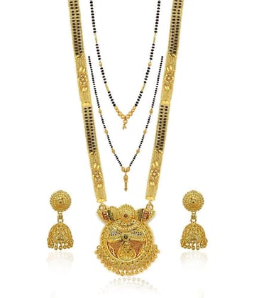 MGSV Jewellery Traditional Necklace Pendant Hand Meena 30inch Long and 18inch short  Mangalsutra/Tanmaniya/nallapusalu/Black Beads For Women and Girls Brass, Alloy Mangalsutra