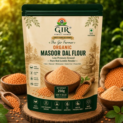 Organic Masoor Dal Flour | Low Pressure Ground Pure Red Lentils Powder Organic Masoor Dal Flour | Low Pressure Ground Pure Red Lentils Powder