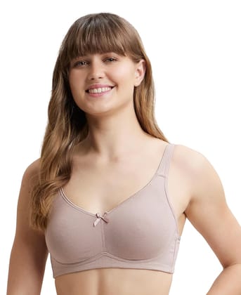 Jockey Women's Wirefree Non Padded Super Combed Cotton Elastane Stretch Full Coverage Everyday Bra with Concealed Shaper Panel and Broad Fabric Straps_Style_FE41_Mocha_38C Jockey Women's Wirefree Non Padded Super Combed Cotton Elastane Stretch Full Cover