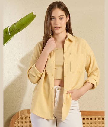 Chimpaaanzee Women Solid Cotton Shirt ( Yellow )