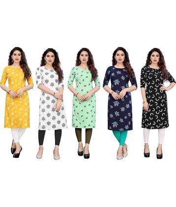 KETAKI FASHION Crepe Printed Straight Women's Kurti - Multicolor1 ( Pack of 5 )