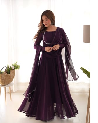 Presenting new georgette Anarkali gown with dupatta full set and pants, ready to wear-xs
