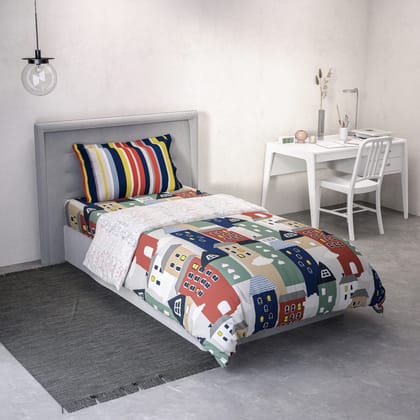DDECOR - Little Brats Collection 100% Cotton Conversational Pattern 136TC Single Bed In A Bag|152 CM X 224 CM| - Blue