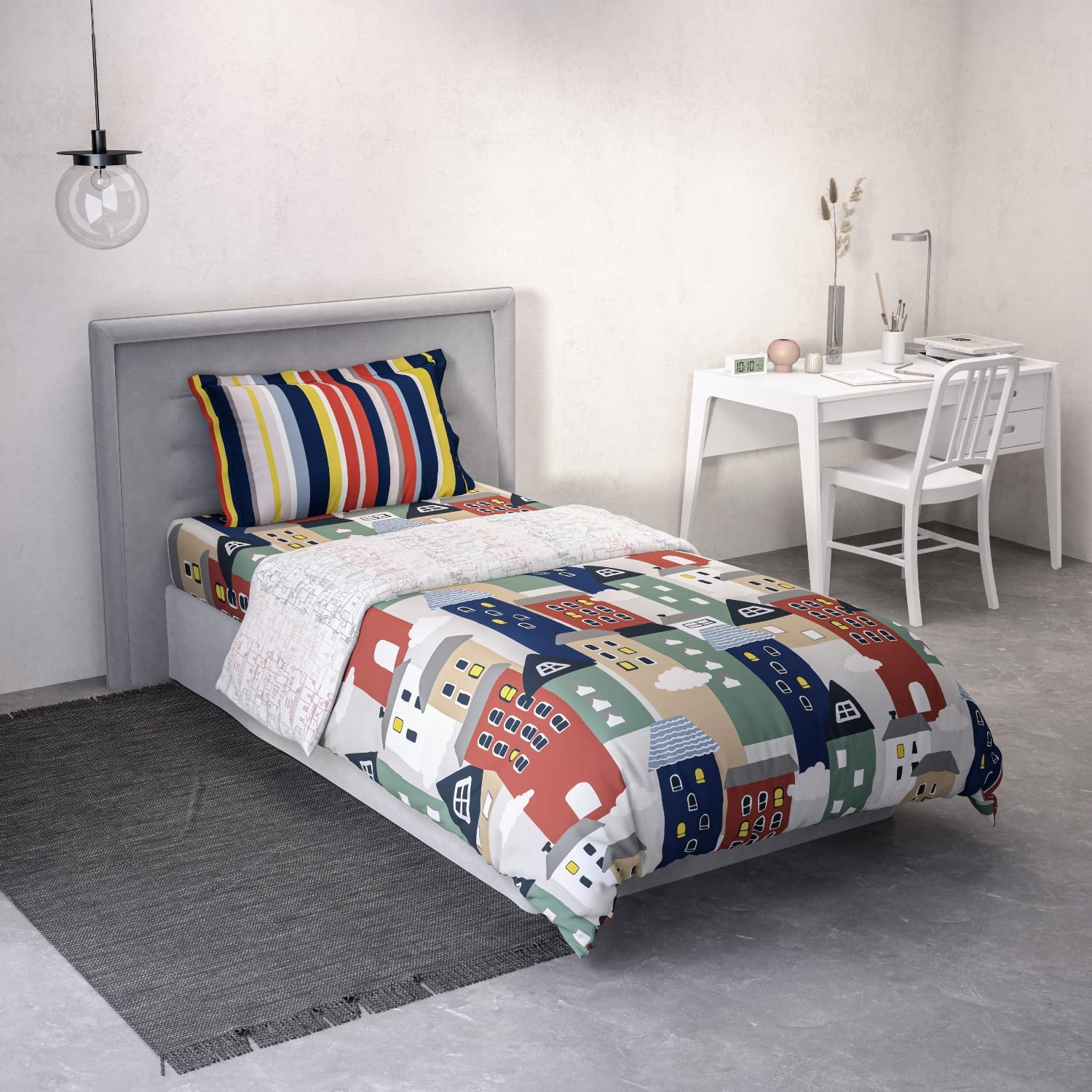 DDECOR - Little Brats Collection 100% Cotton Conversational Pattern 136TC Single Bed In A Bag|152 CM X 224 CM| - Blue