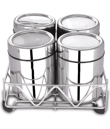 Visaxmi 4 Masala box stand Steel Silver Spice Container ( Set of 1 )