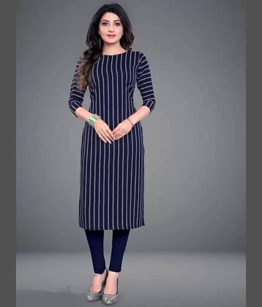 AK FASHION MALL Pack of 1 Crepe Printed Straight Women's Kurti - ( Multicolor )