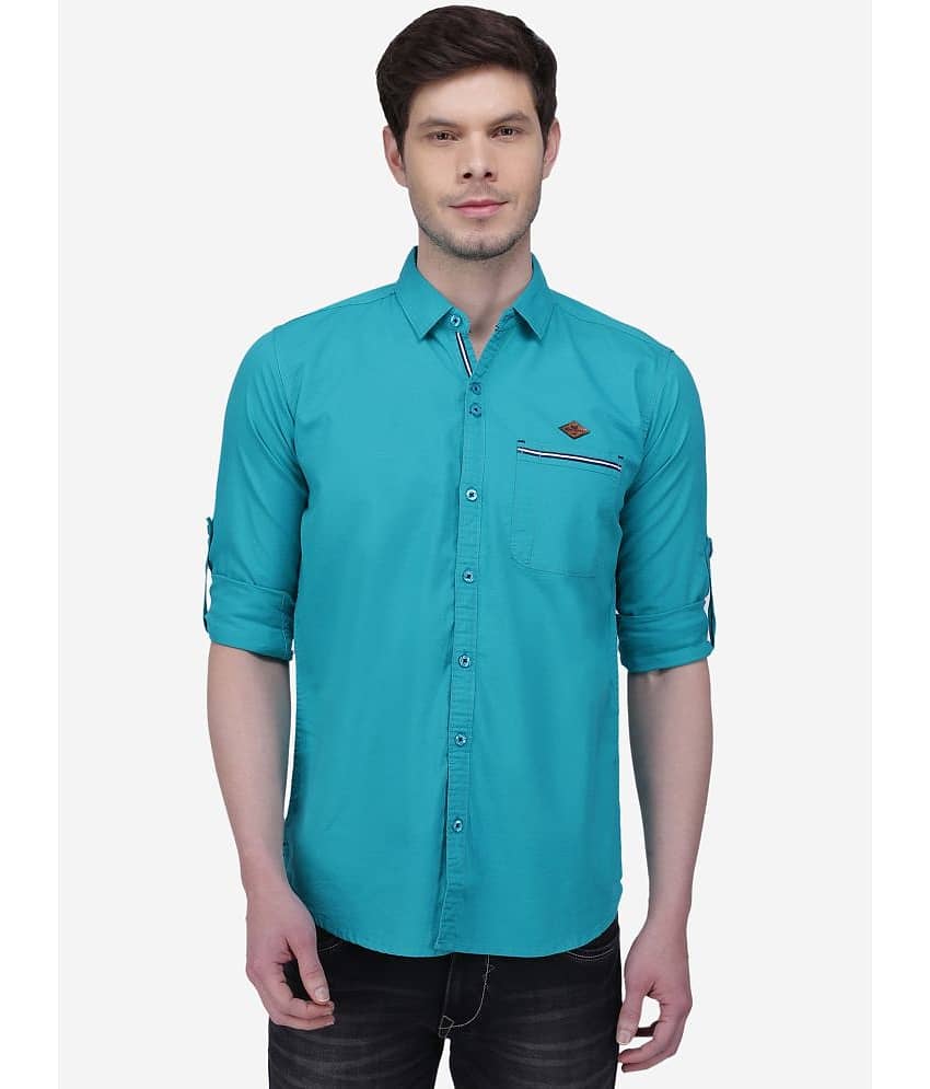 Kuons Avenue - Turquoise Linen Slim Fit Men's Casual Shirt ( Pack of 1 )