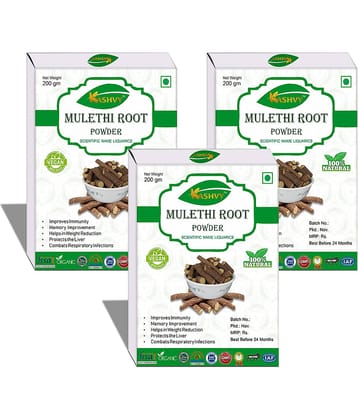 Kashvy Mulethi Root Powder 600 Gm Pack of 3